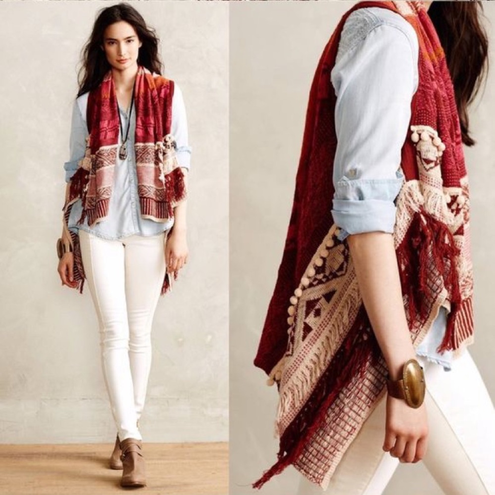 LIKE NEW ANTHROPOLOGIE BOHO FRINGE VEST.